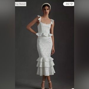 V. Chapman violet dress in ivory.